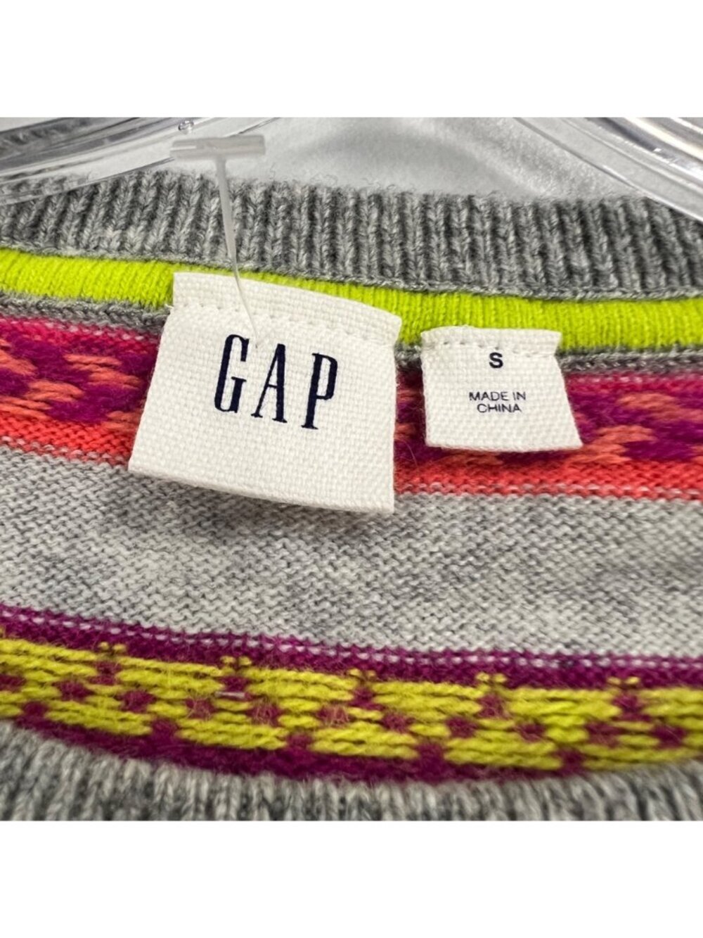 Gap Womens Striped Wool Blend Pullover Sweater Long Sleeve Gray/Multi Small - Picture 8 of 9
